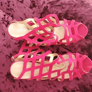 Pink Boohoo caged sandals